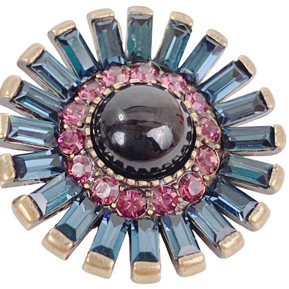 VTG Signed Heidi Daus Onyx Rhinestone Gold Tone Art Deco Revival Clip Earrings - Picture 3 of 10